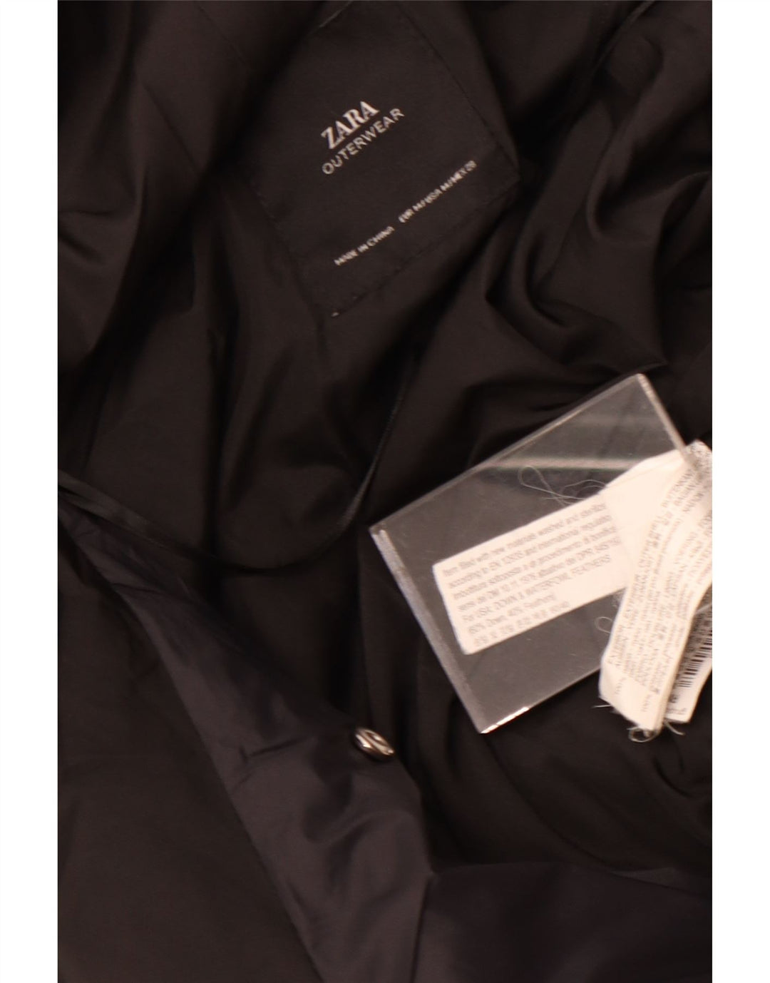 Jaqueta acolchoada com capuz feminina Zara UK 14 médio preto nylon