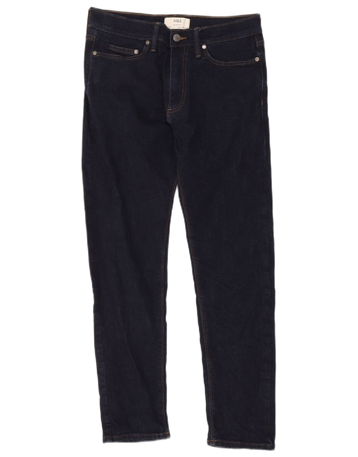 Marks & Spencer Mens Slim Jeans W30 L31 Azul Marinho Algodão