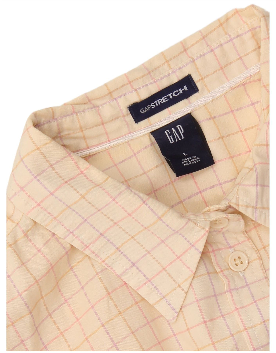 Camisa feminina manga 3/4 Gap Reino Unido 16 grande xadrez bege