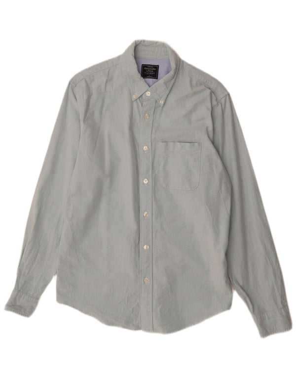 Camisa elástica masculina Abercrombie & Fitch grande algodão azul