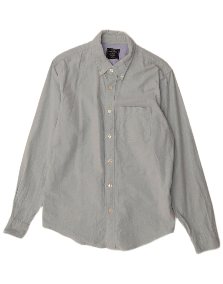 Camisa elástica masculina Abercrombie & Fitch grande algodão azul