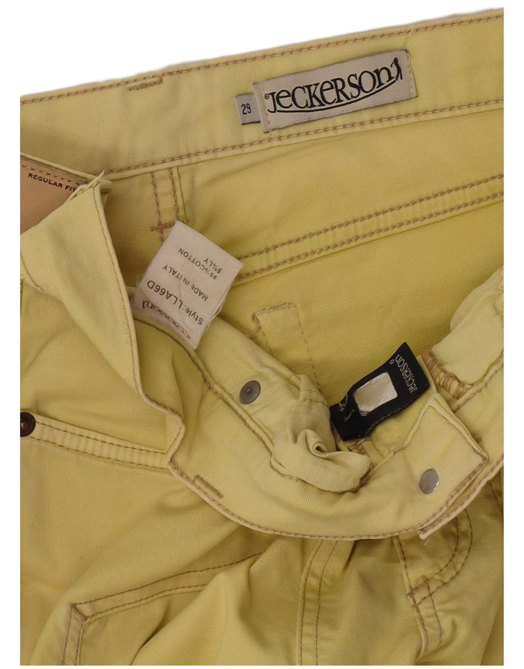 Jeans femininos Jeckerson Bootcut W29 L28 algodão amarelo