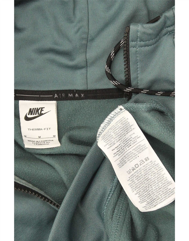 Suéter masculino Nike Therma-Fit Graphic Zip com capuz verde médio poliéster