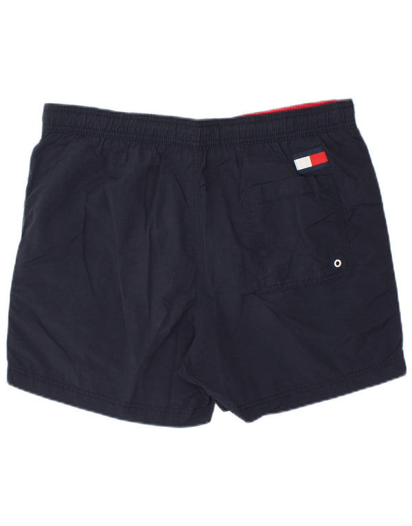 Shorts de natação masculino Tommy Hilfiger Slim Fit médio azul marinho colorblock