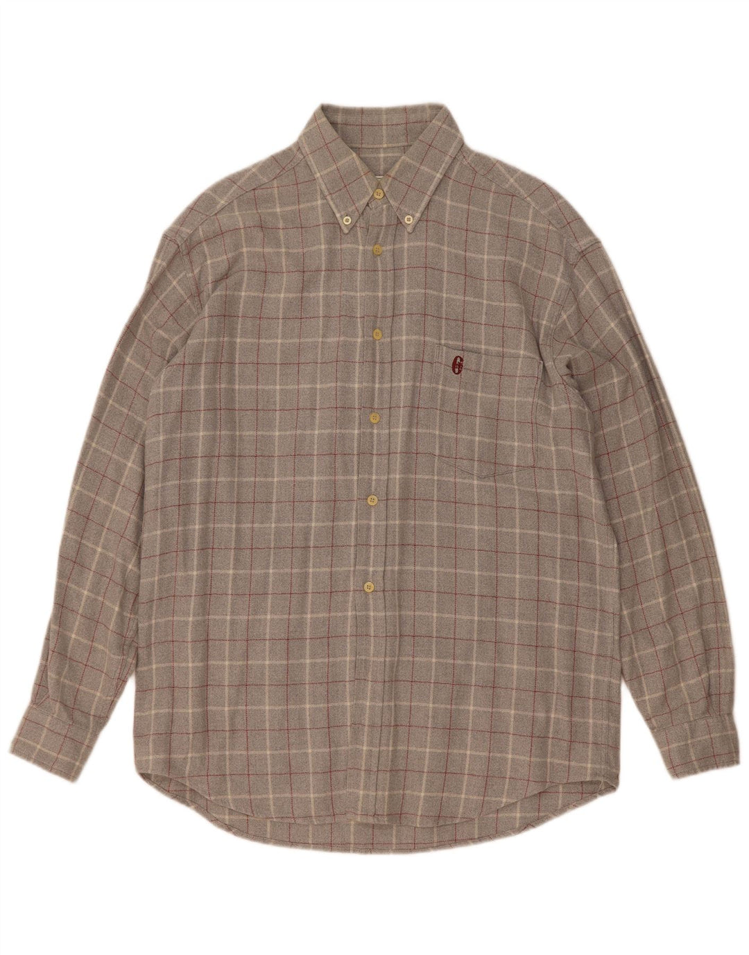Camisa masculina de flanela Conte of Florence algodão xadrez cinza médio