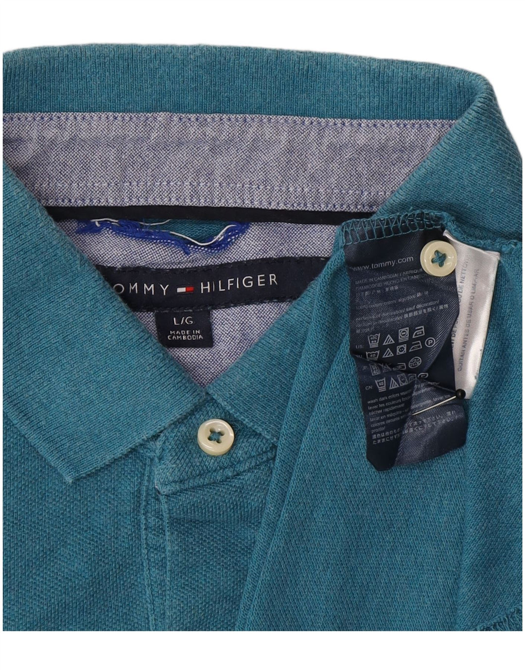 Camisa polo masculina Tommy Hilfiger grande algodão azul