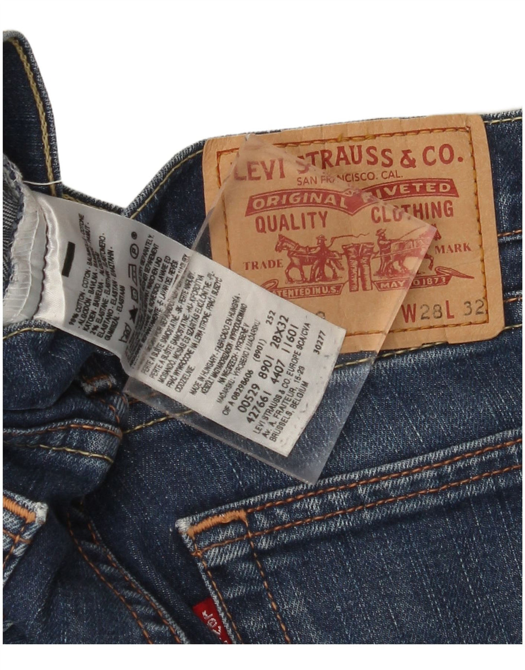Levi's feminino 529 flared jeans w28 l27 algodão azul