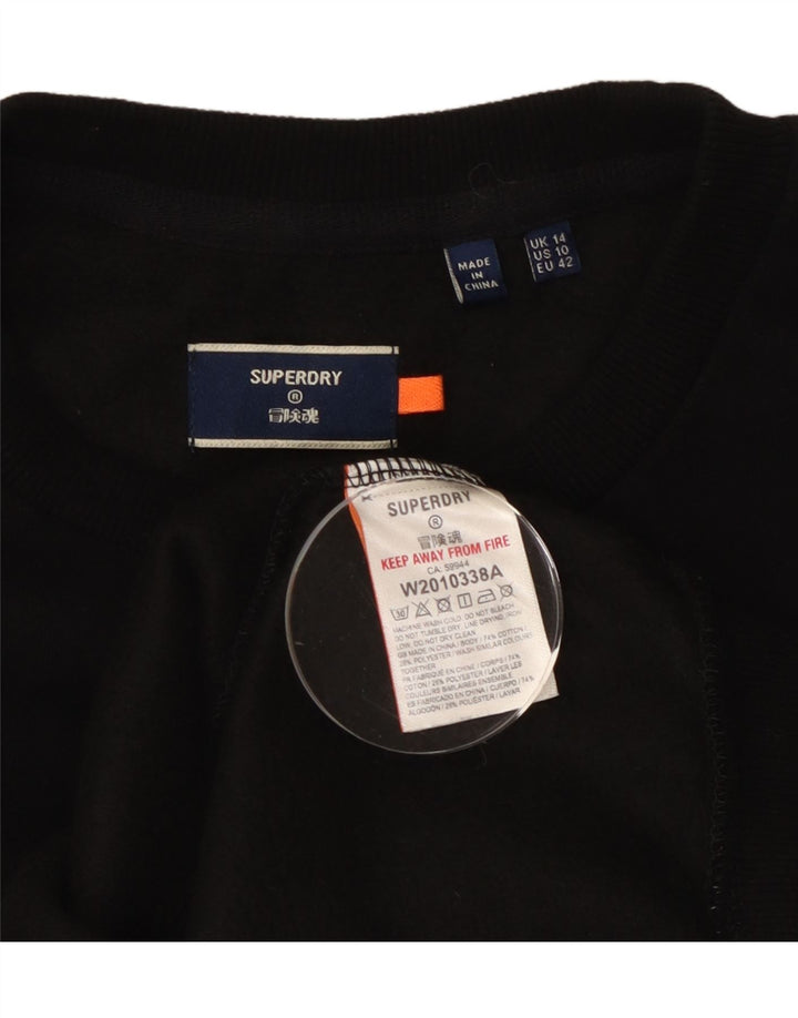 Suéter feminino Superdry UK 14 grande algodão preto