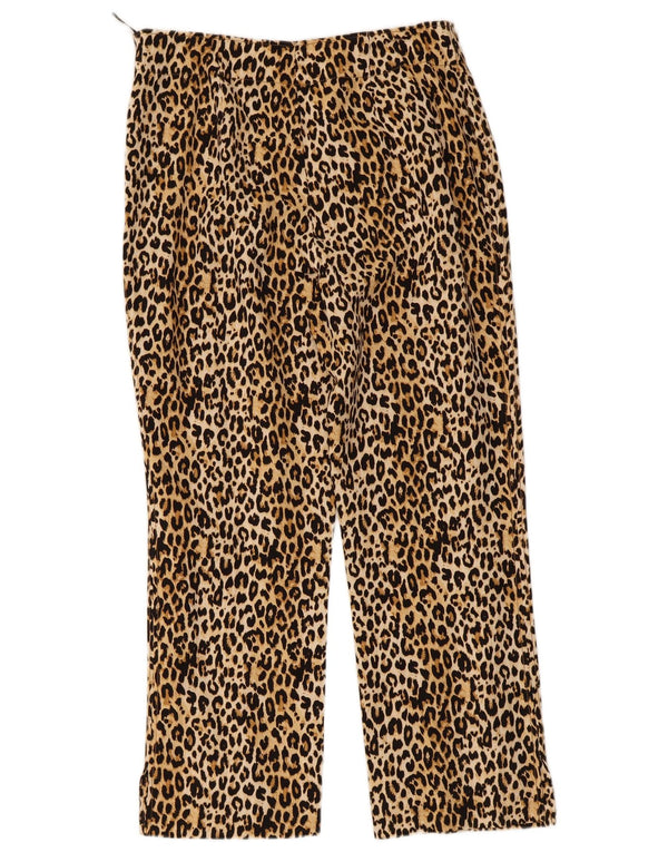 Zara Calça feminina reta cortada média W28 L24 marrom estampa animal