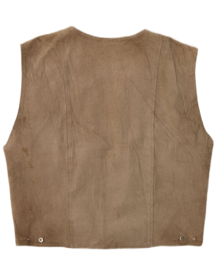Colete vintage masculino de camurça médio bege