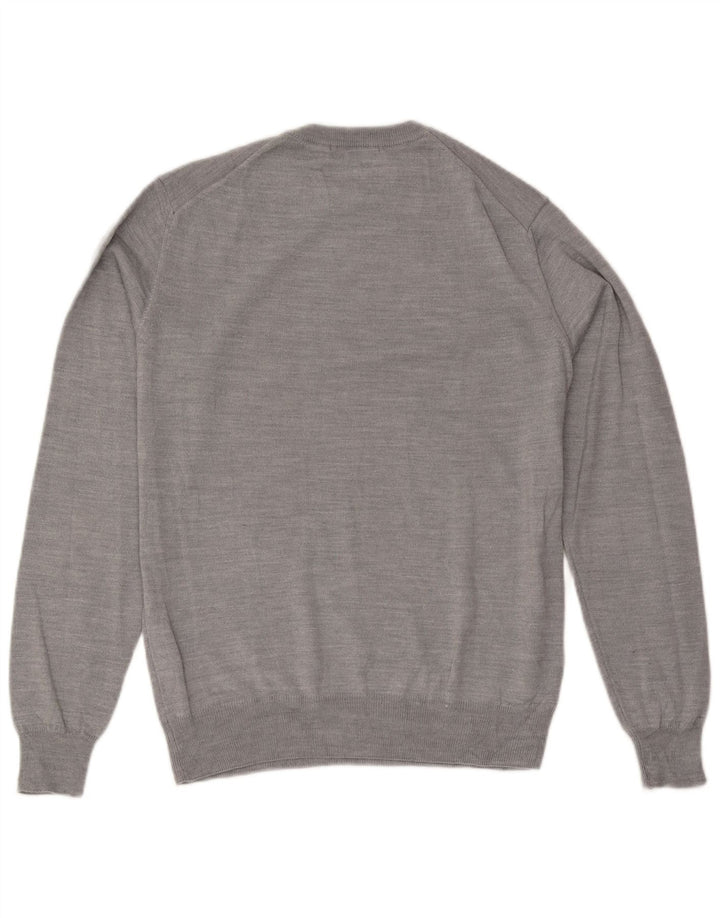 Suéter masculino Trussardi com gola redonda e lã cinza médio