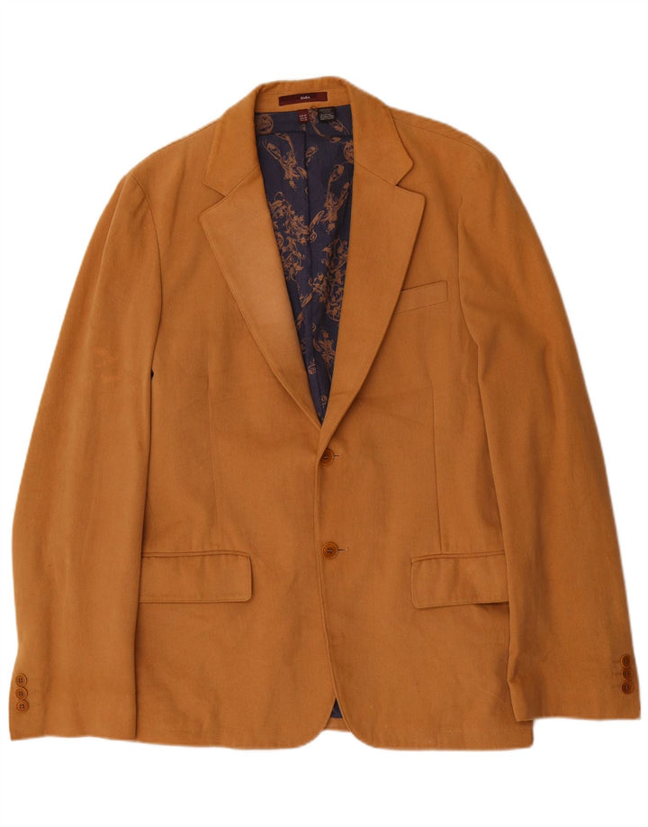 Jaqueta blazer masculina Zara com 2 botões EU 48 algodão marrom médio