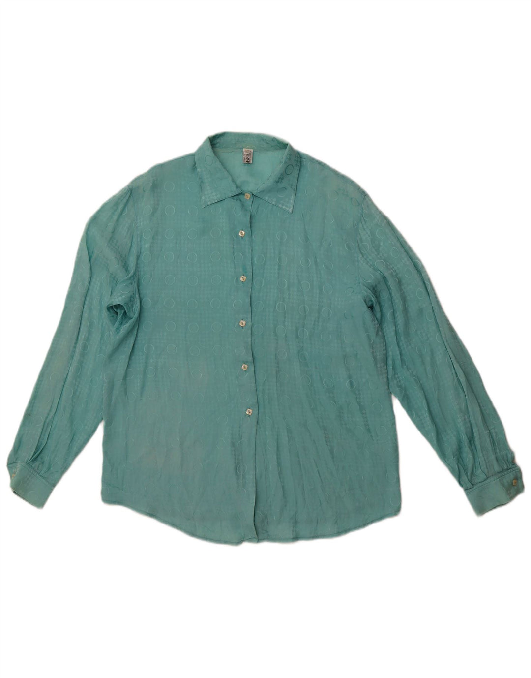 Blusa feminina VINTAGE IT 48 XL azul geométrico acetato