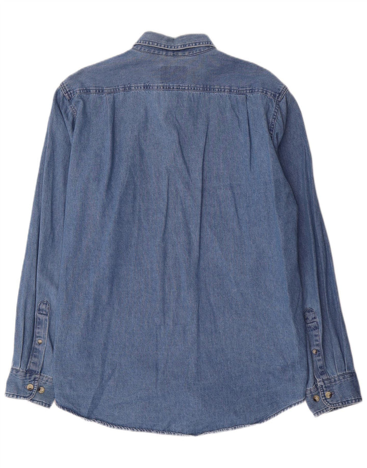 Camisa jeans masculina Wrangler grande algodão azul