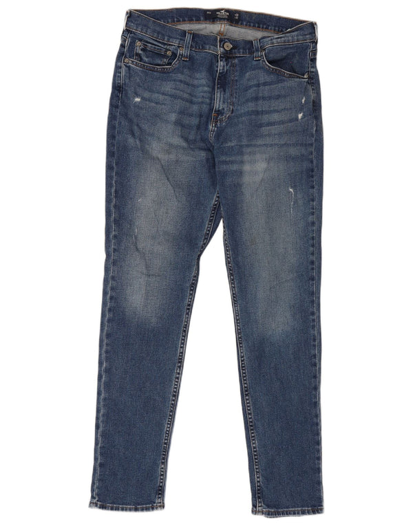 Hollister Mens Skinny Athletic Jeans W33 L32 Azul Algodão
