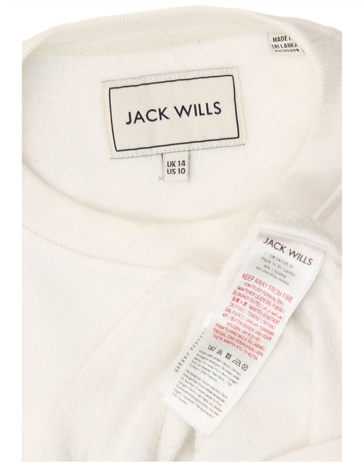 Jack Wills moletom feminino jumper Reino Unido 14 grande algodão branco
