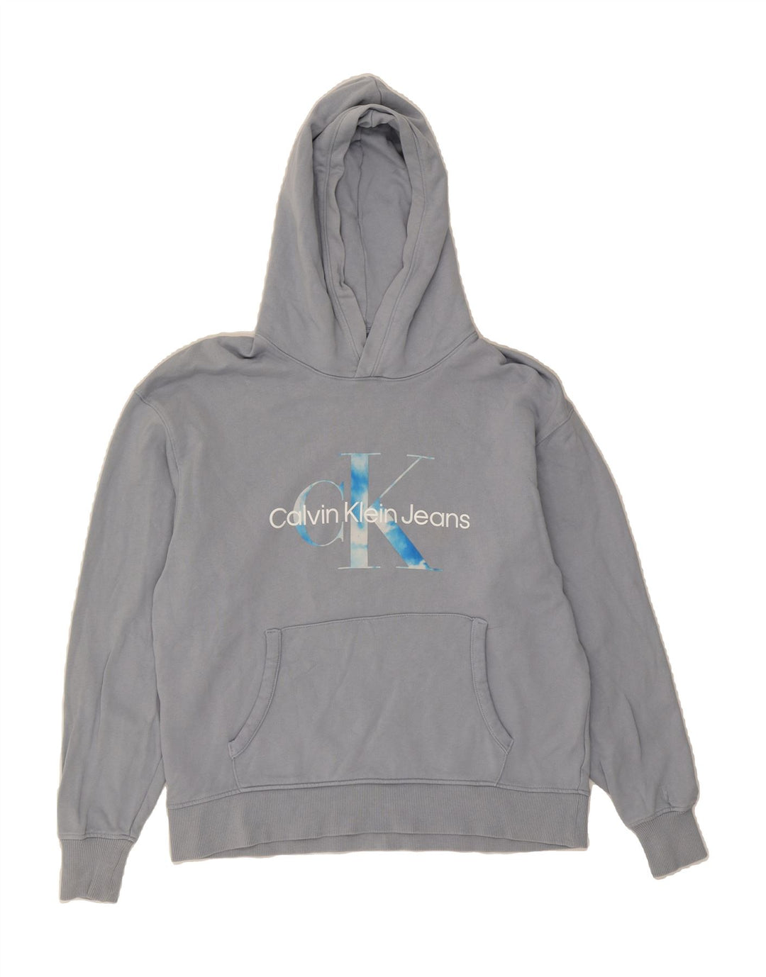 CALVIN KLEIN JEANS Mens Graphic Hoodie Jumper Small Blue Cotton Vintage Calvin Klein Jeans and Second-Hand Calvin Klein Jeans from Messina Hembry 