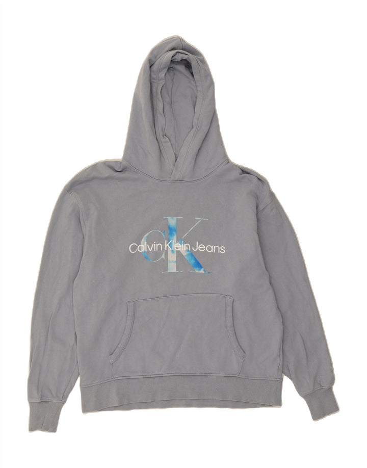 CALVIN KLEIN JEANS Mens Graphic Hoodie Jumper Small Blue Cotton Vintage Calvin Klein Jeans and Second-Hand Calvin Klein Jeans from Messina Hembry 