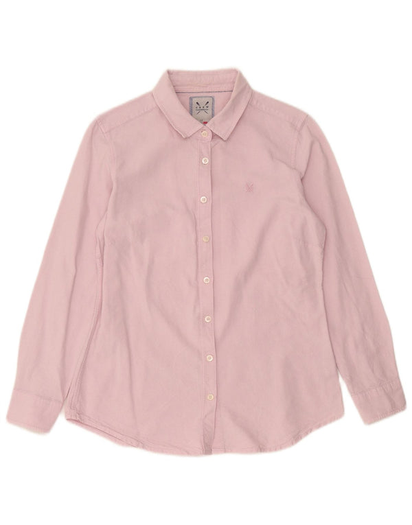 Camisa feminina Crew Clothing UK 12 algodão rosa médio