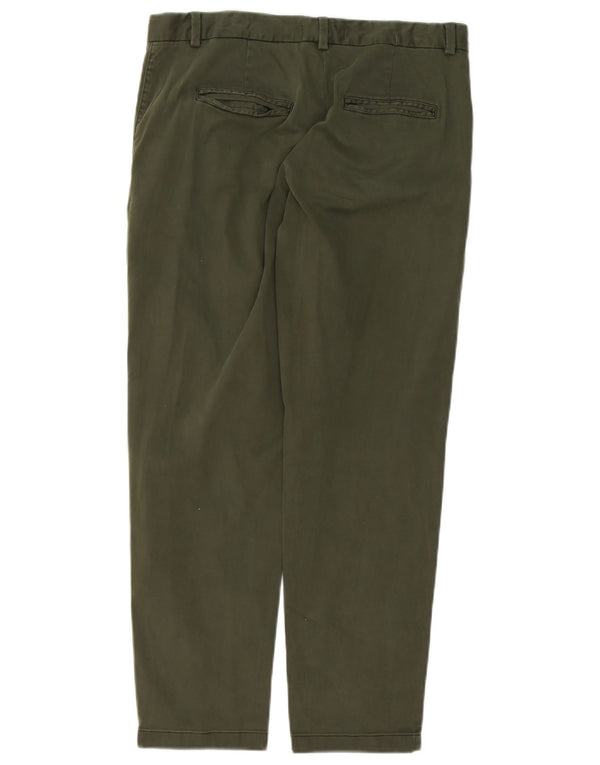 Calça chino reta feminina Marks & Spencer Reino Unido 12 médio W32 L27 verde