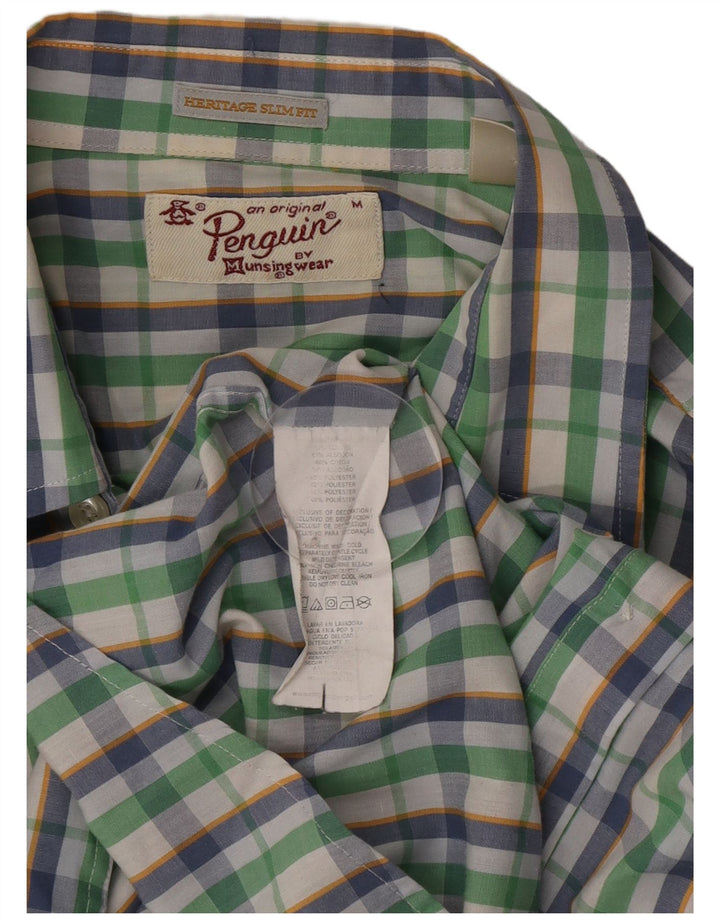 Camisa masculina Penguin Heritage Slim Fit algodão xadrez verde médio