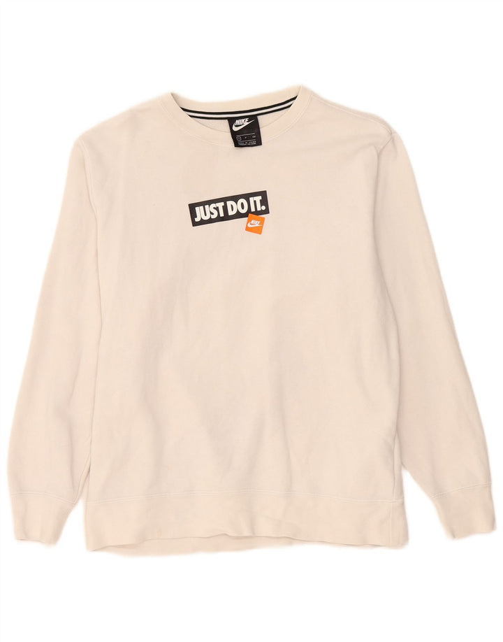 Nike masculino gráfico moletom jumper pequeno algodão branco