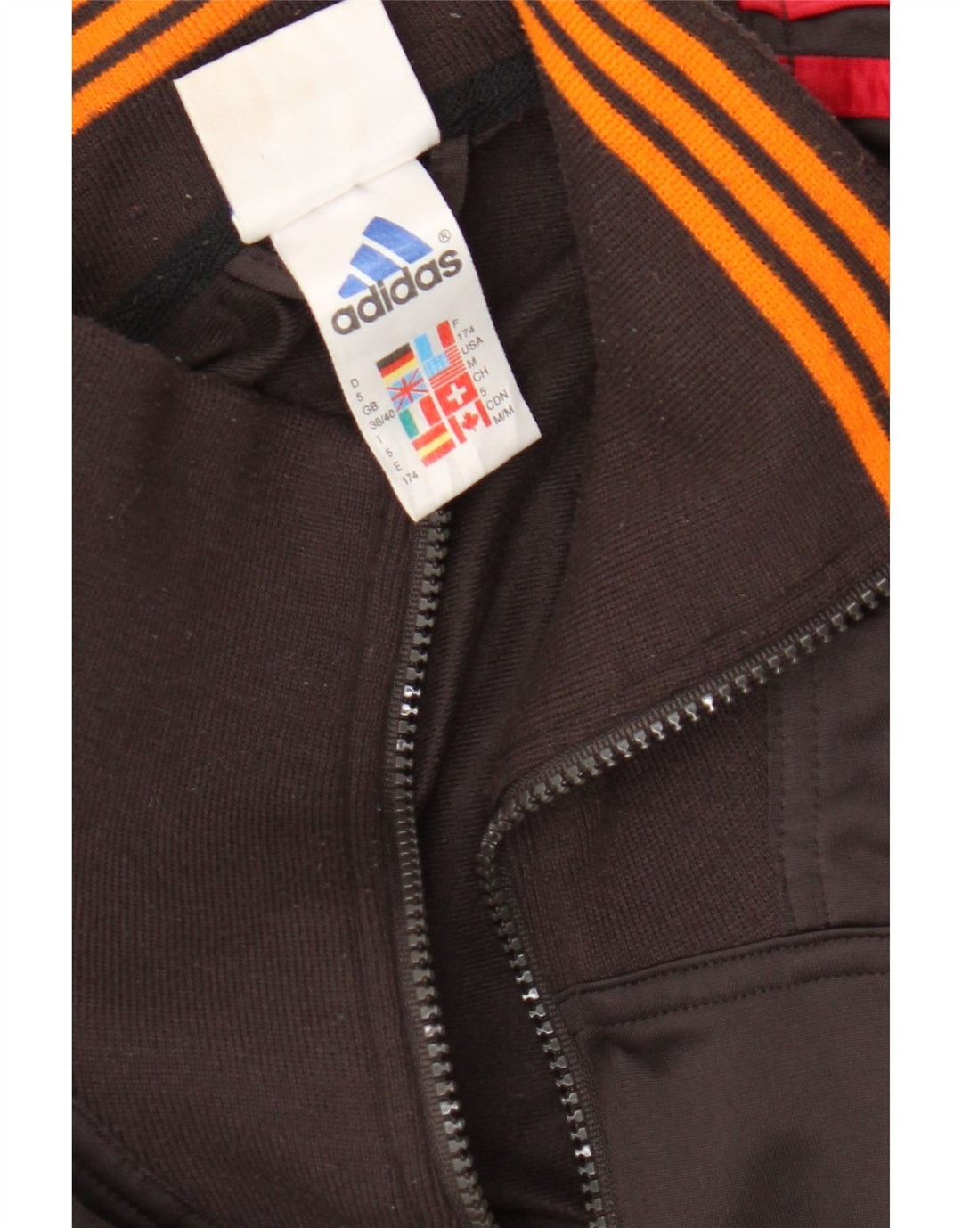 Adidas Mens Tracksuit Top Jacket UK 38/40 Médio Marrom Poliéster