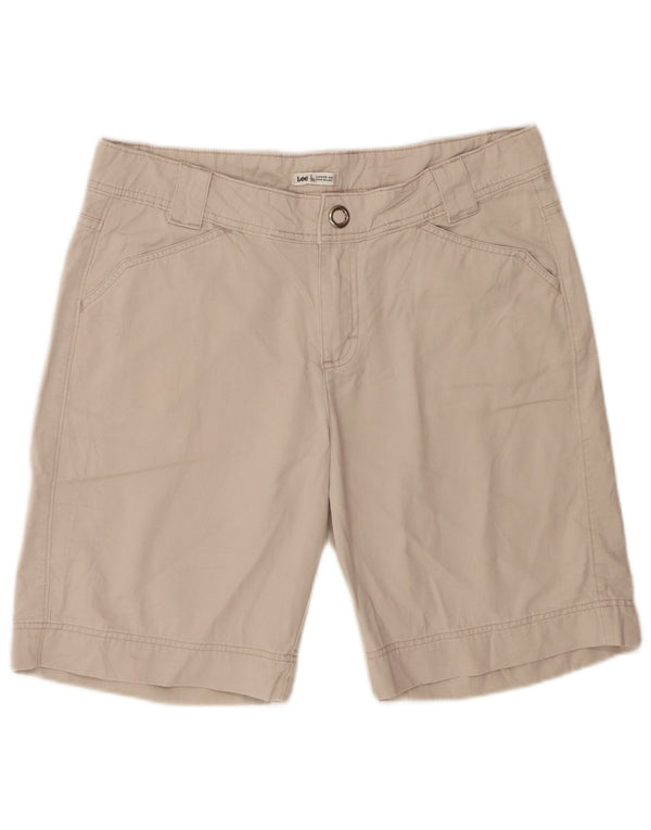 Shorts jeans feminino de cintura alta Lee US 14 XL W34 algodão bege