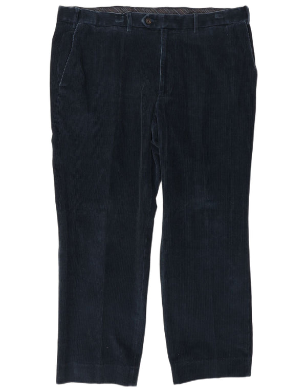 Calça masculina reta de veludo cotelê Marks & Spencer W40 L29 algodão azul marinho