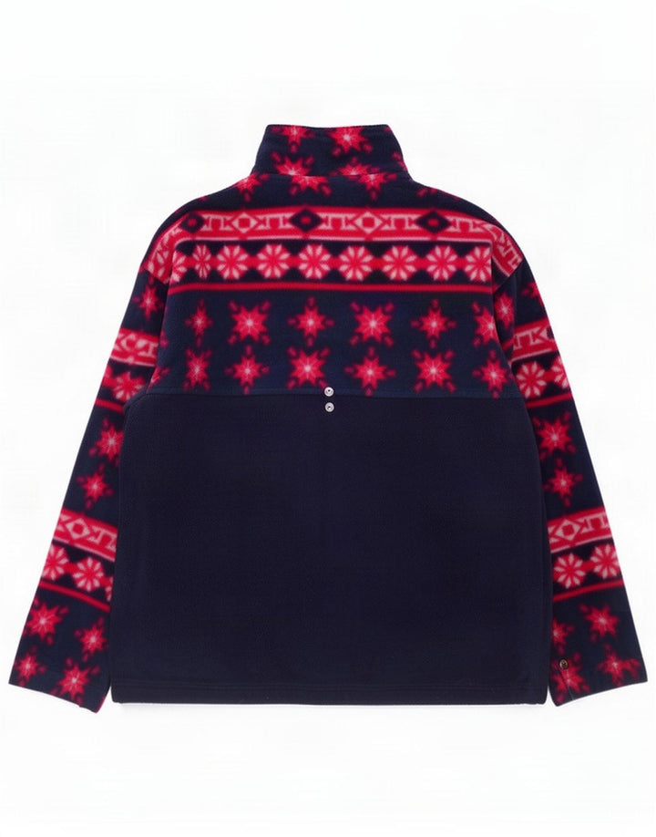 Jaqueta de lã feminina Bailo UK 16 grande azul Fair Isle poliéster