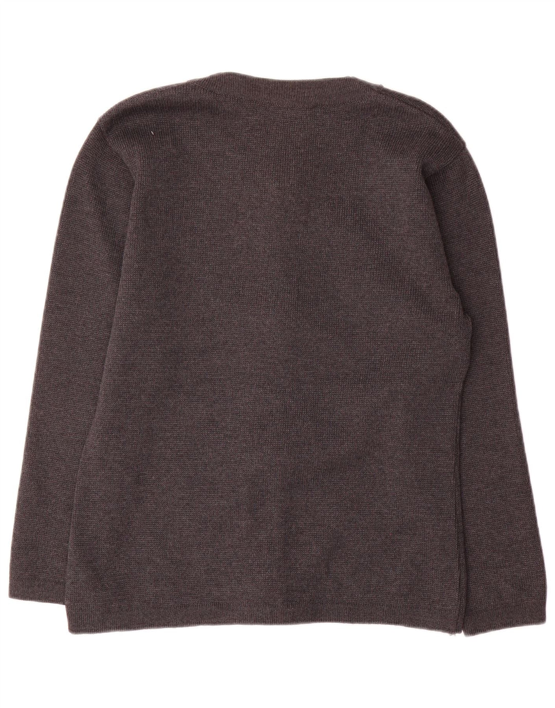 Suéter de cardigã grande feminino vintage Reino Unido 10 lã cinza pequena