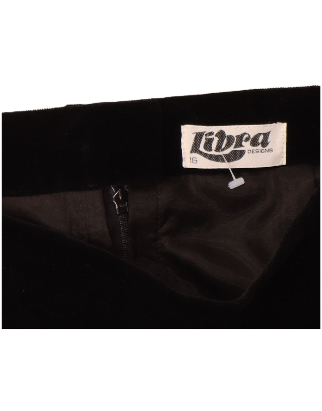 Saia lápis feminina de cintura alta de veludo LIBRA Reino Unido 16 grande W28 algodão preto