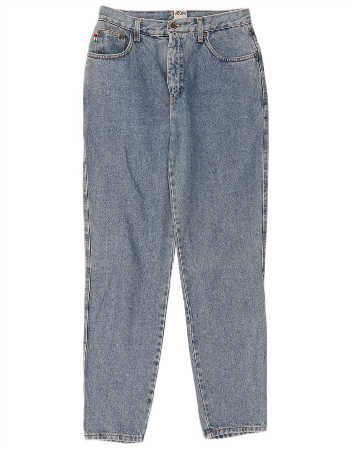 Jeans cônicos femininos Moschino W28 L30 azul