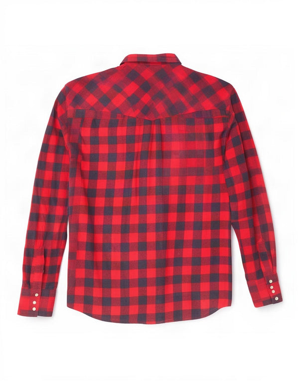 Camisa Wrangler masculina de flanela média vermelha algodão guingão