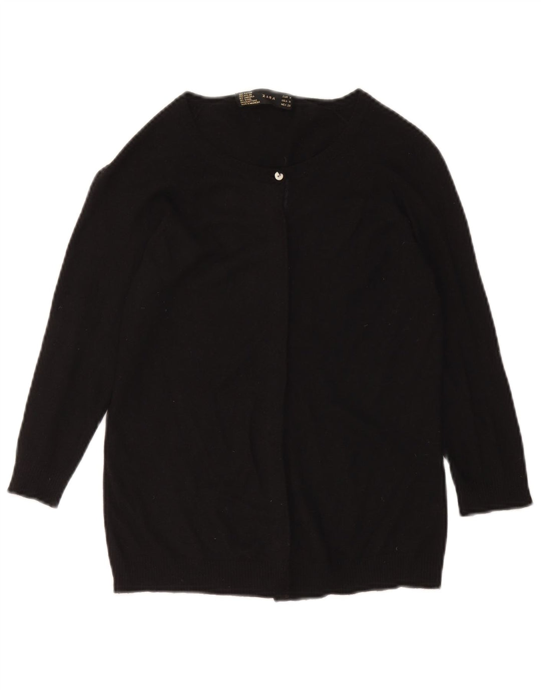 Suéter cardigã feminino Zara Reino Unido 12 médio preto rayon