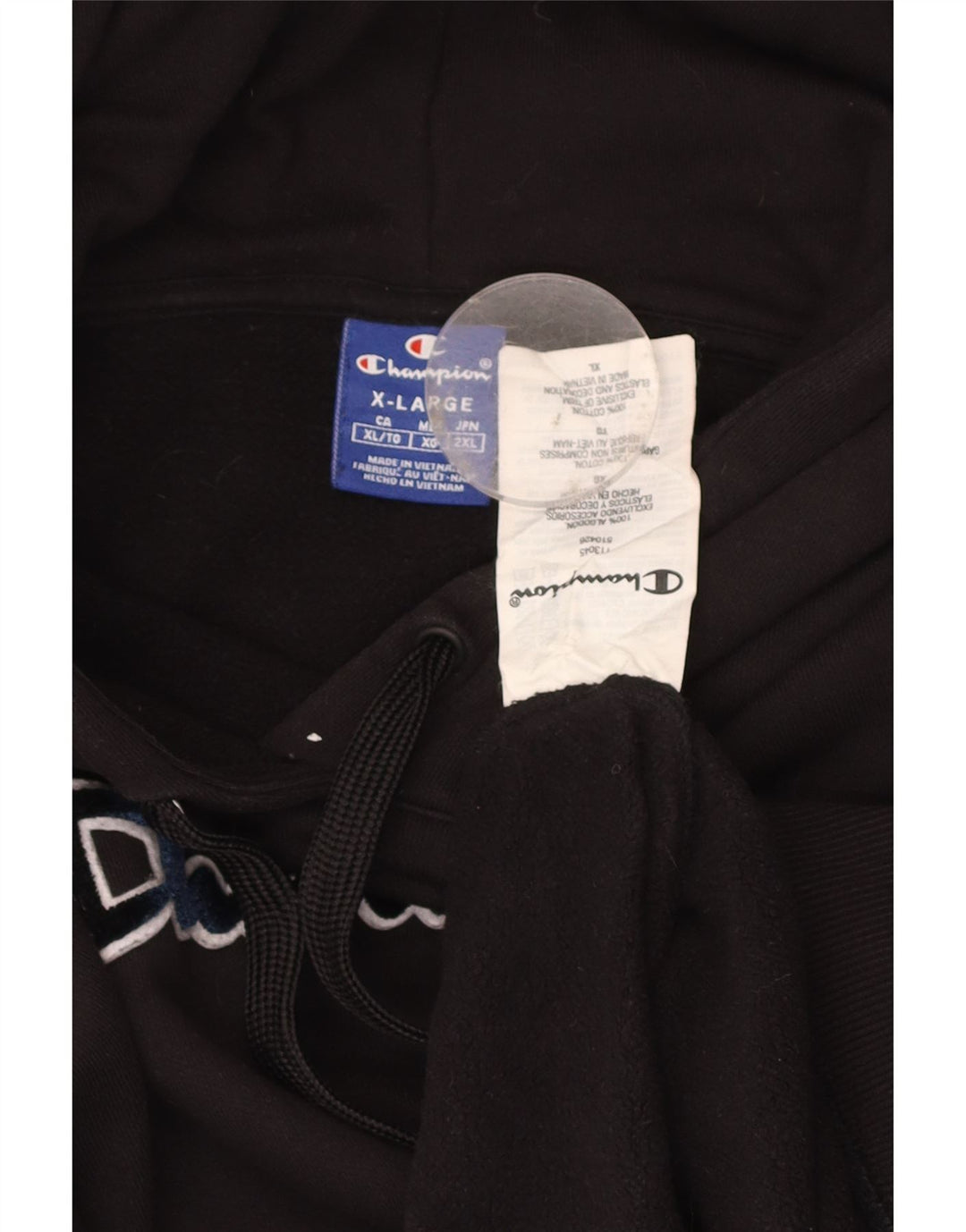 CHAMPION Suéter com capuz gráfico masculino XL algodão preto