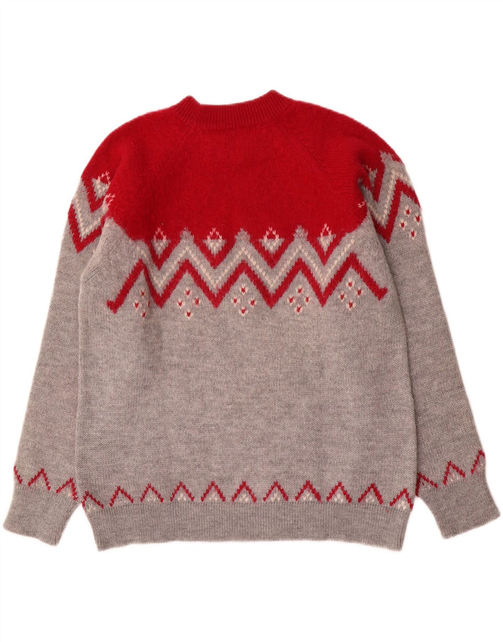 Suéter vintage masculino com gola redonda, médio multicolorido Fair Isle