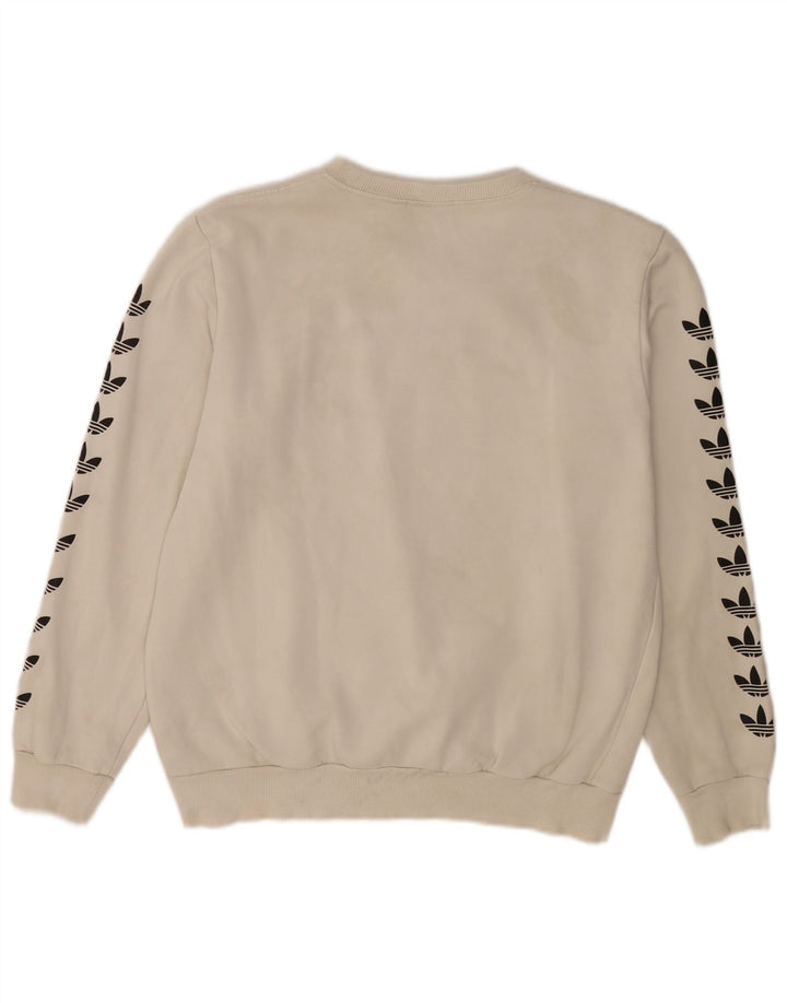 Adidas Womens Graphic Sweatshirt Jumper UK 14 Médio Off White Algodão