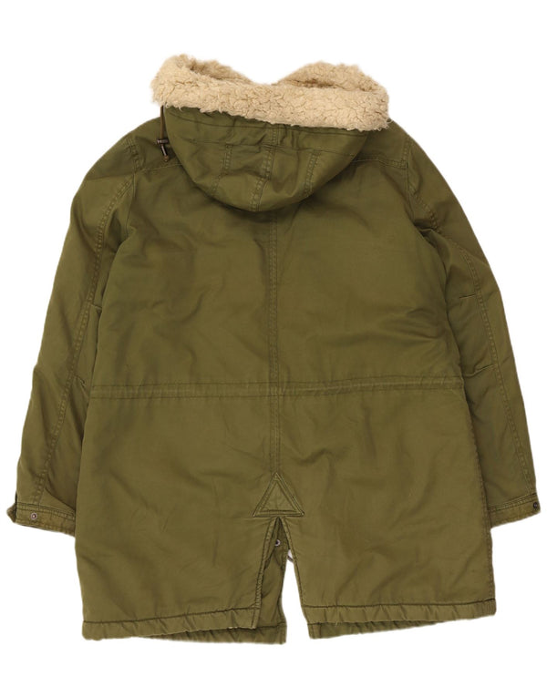 Zara Jaqueta feminina Sherpa Parka com capuz Reino Unido 18 XL Caqui