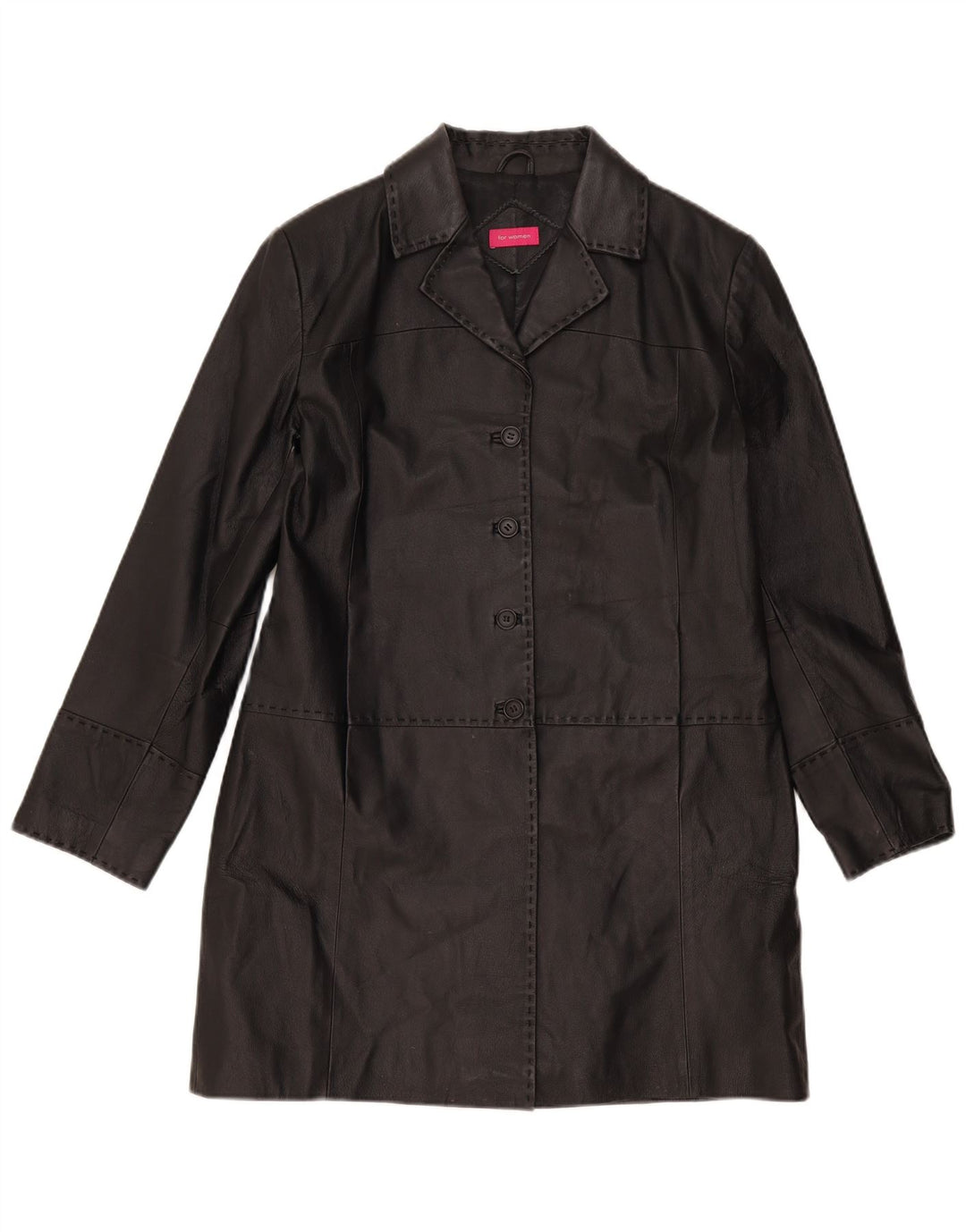 Casaco de couro feminino vintage Reino Unido 16 grande couro preto