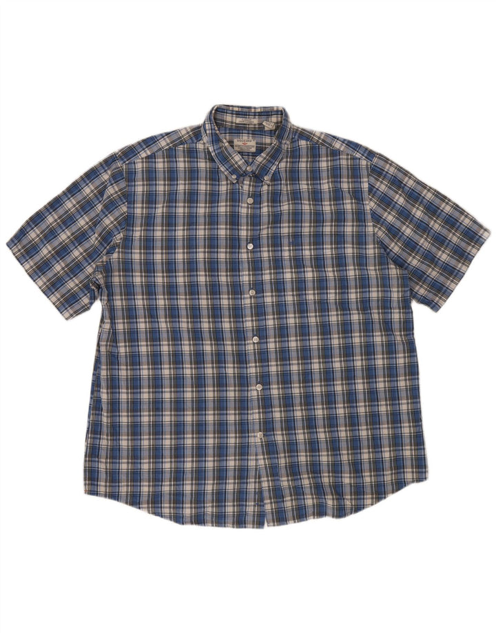 Camisa masculina Dockers de manga curta clássica XL algodão xadrez azul