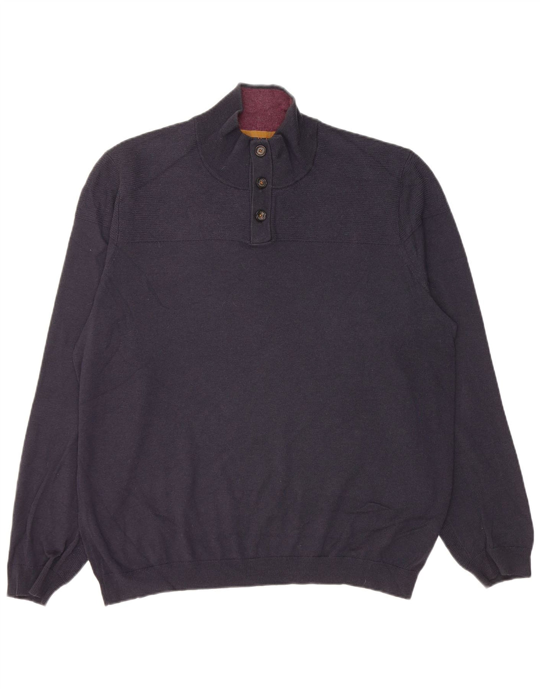 Suéter masculino Ted Baker com gola redonda tamanho 6 2XL lã azul marinho