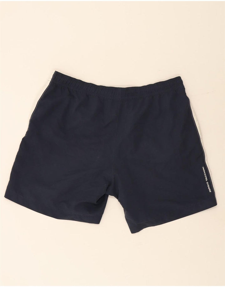 Shorts esportivos masculinos Sergio Tacchini 2XL poliéster colorblock azul marinho