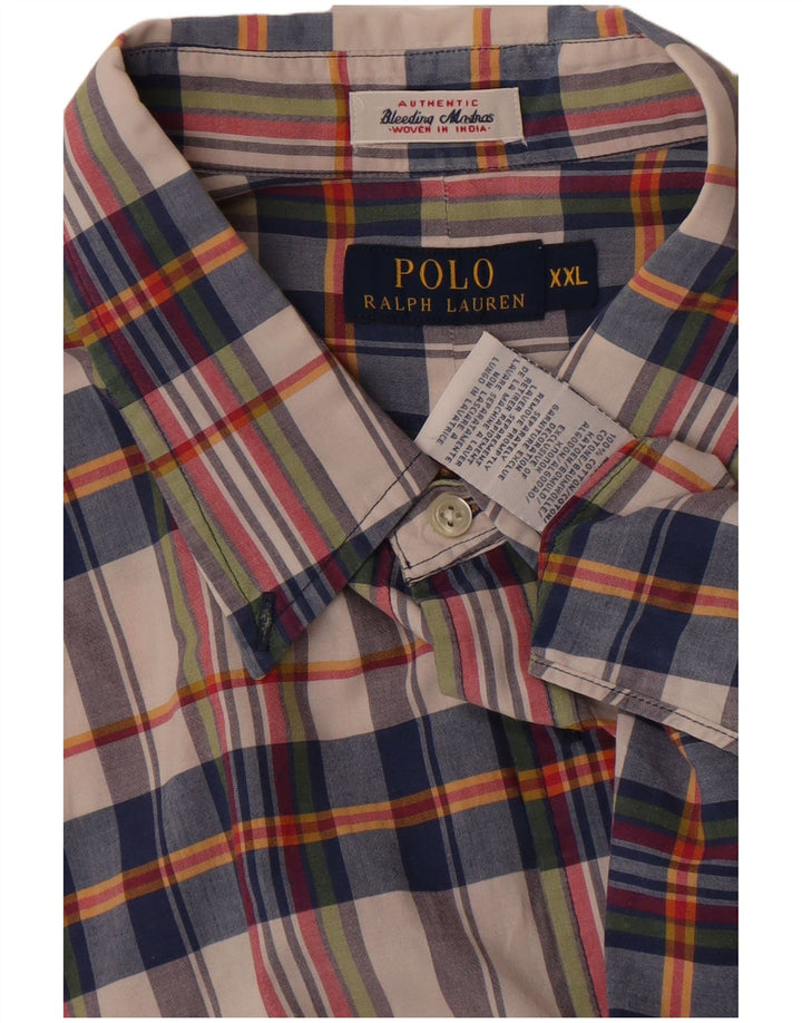 Polo Ralph Lauren Camisa masculina de manga curta 2XL algodão xadrez multicolorido