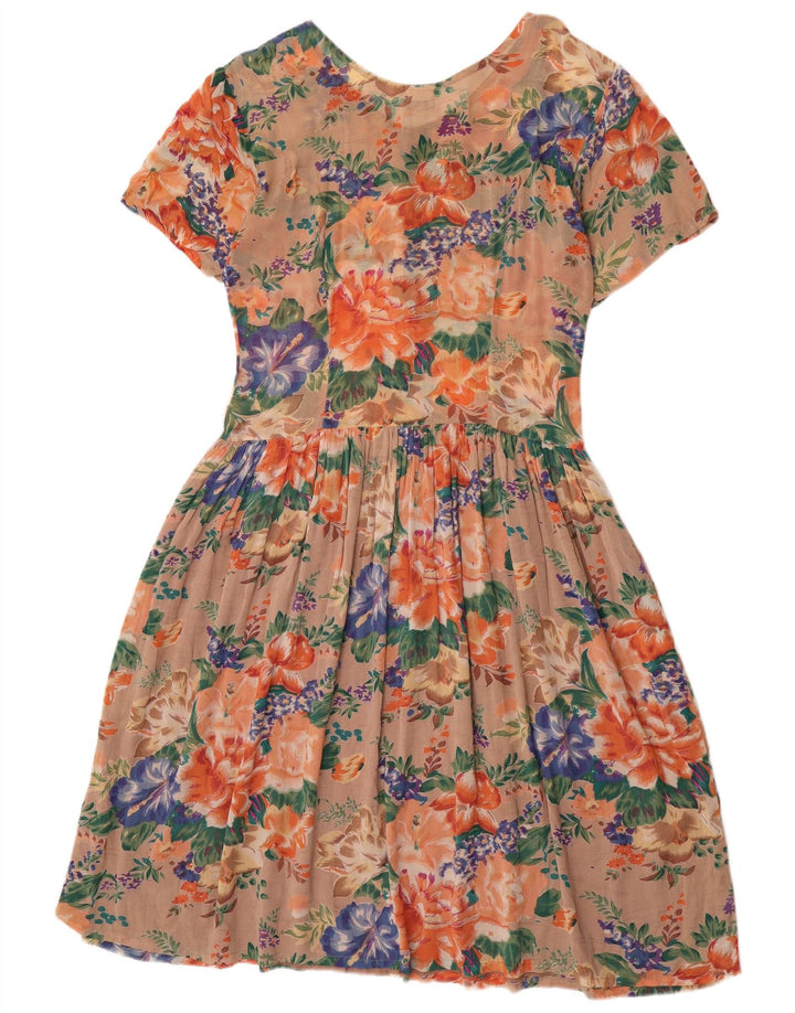 Vestido vintage feminino linha A IT 44 médio floral multicolorido
