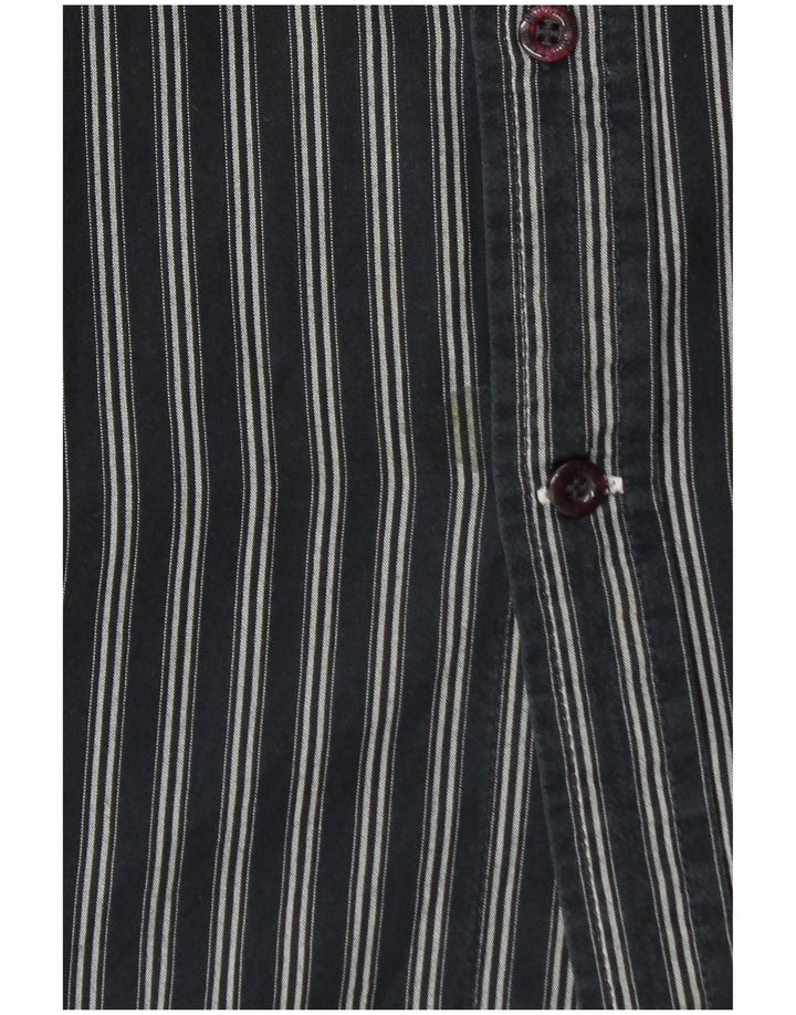 Camisa masculina MUSTANG grande de algodão listrado preto