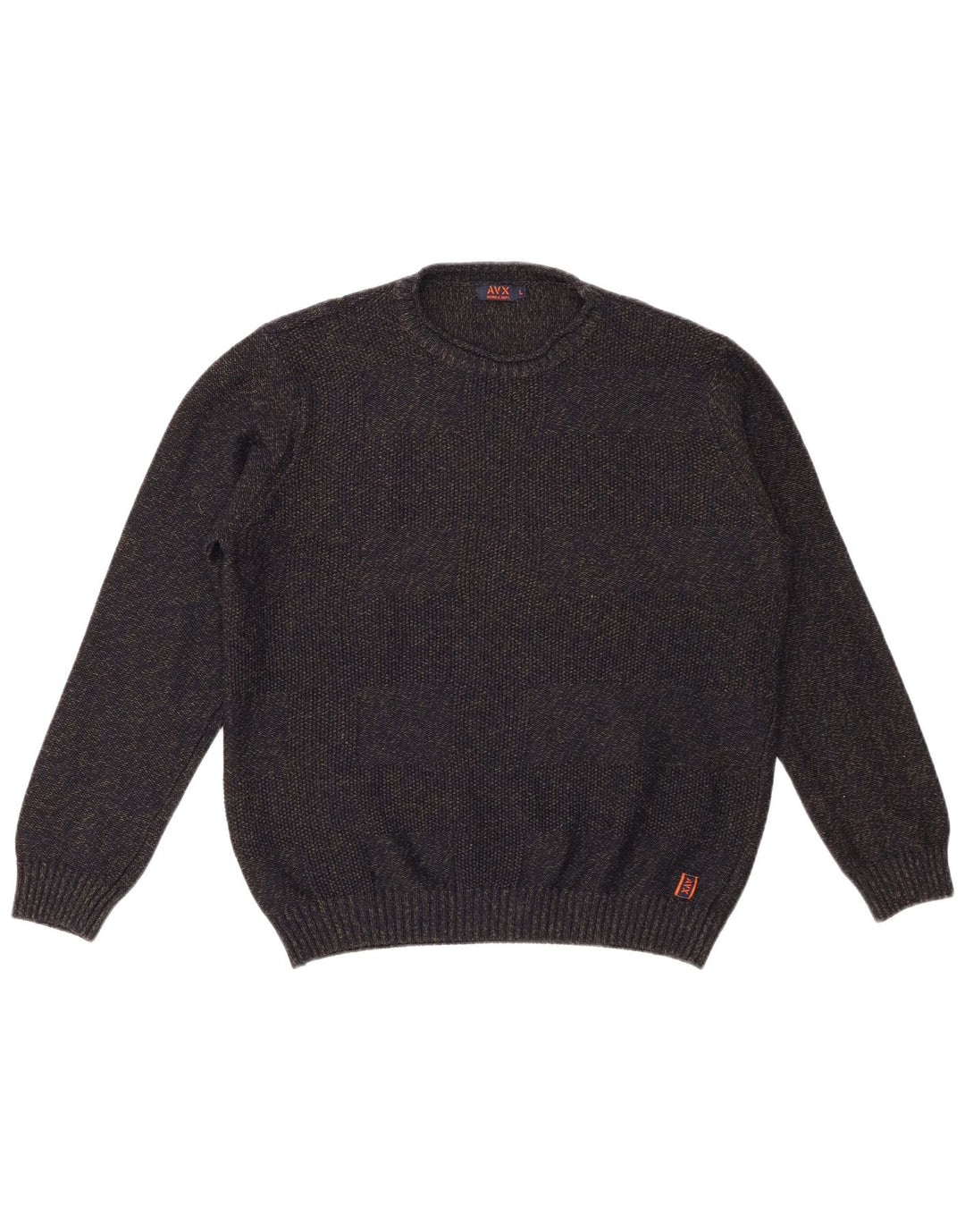 AVIREX Suéter feminino com gola redonda, Reino Unido 16, grande, azul marinho, manchado