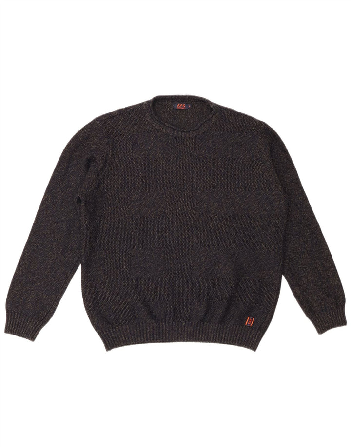 AVIREX Suéter feminino com gola redonda, Reino Unido 16, grande, azul marinho, manchado