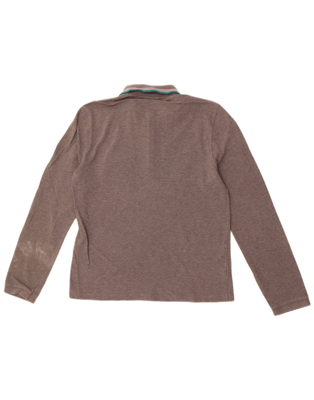 Camisa polo masculina de manga comprida Lacoste tamanho 4 algodão cinza médio