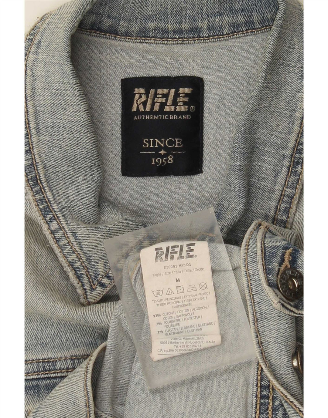 Rifle Mens Denim Gilet UK 38 Algodão Azul Médio